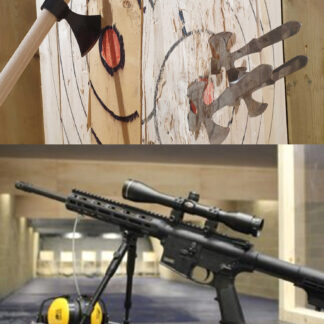 Assult rifle and axe throwing with targets